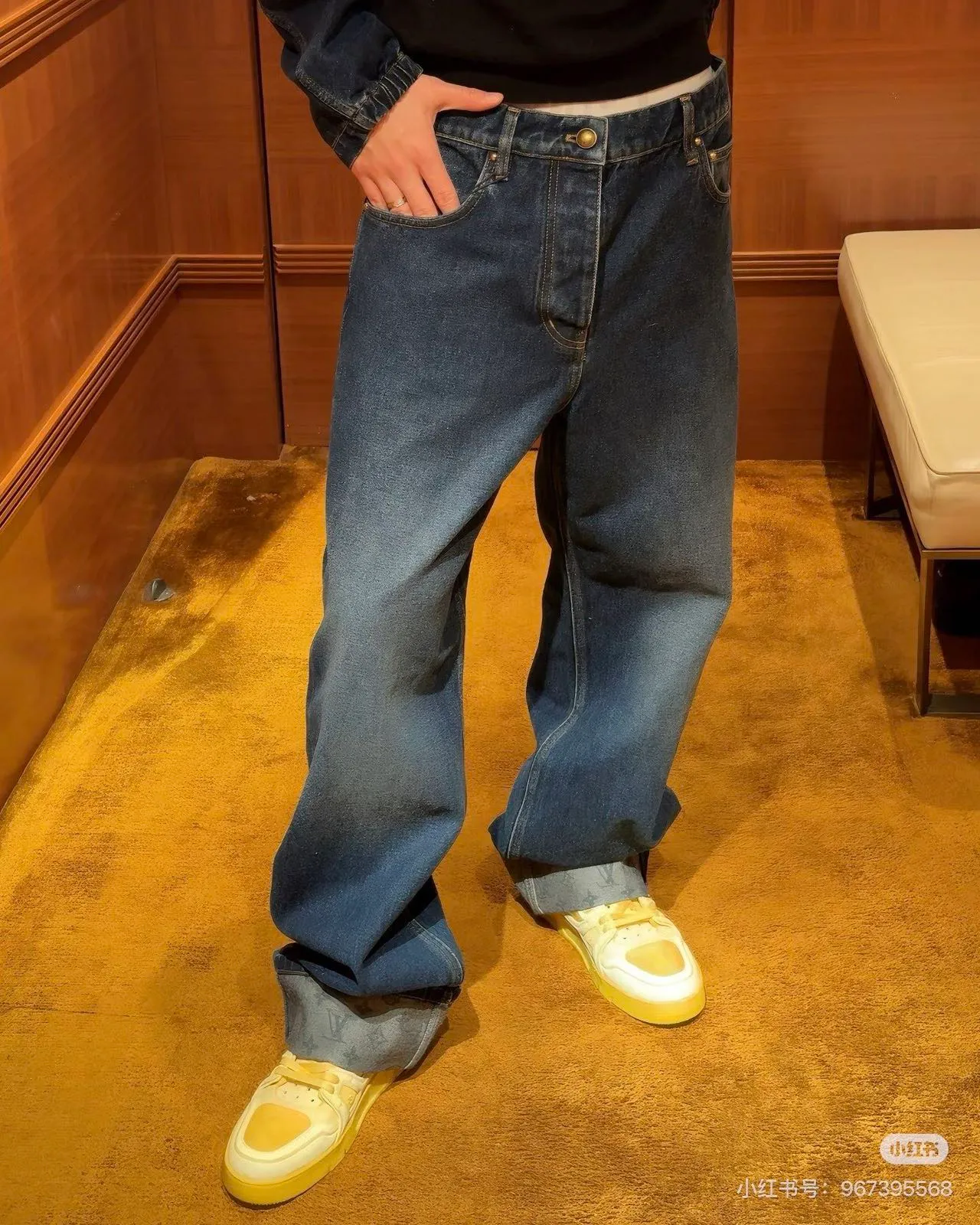 Louis Vuitton/Louis Vuitton MONOGRAM cuffed hem straight jeans